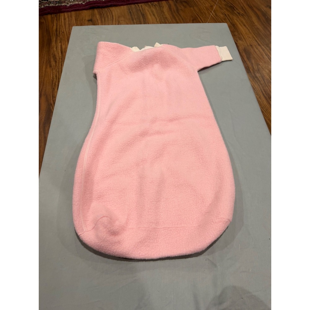 Vintage Baby Fleece Sleep Bag Wearable Blanket Pink Bunny Embroidered 22" Pink